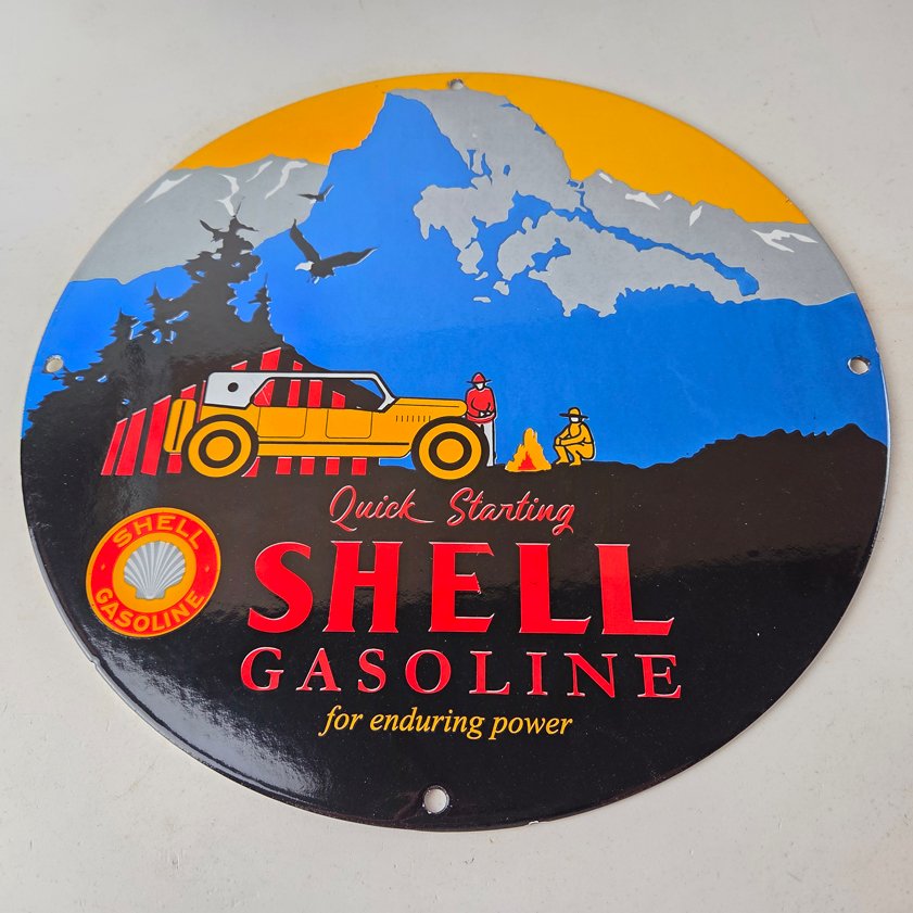 Vintage porcelain gas pump plate signs