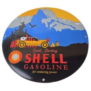 Vintage porcelain gas pump plate signs