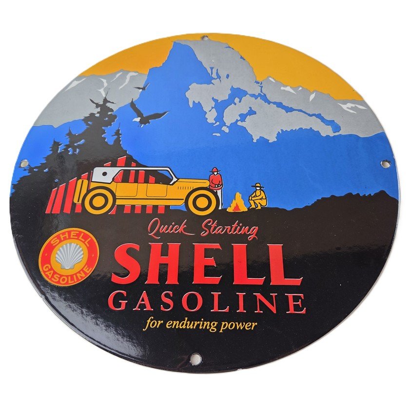 Vintage porcelain gas pump plate signs