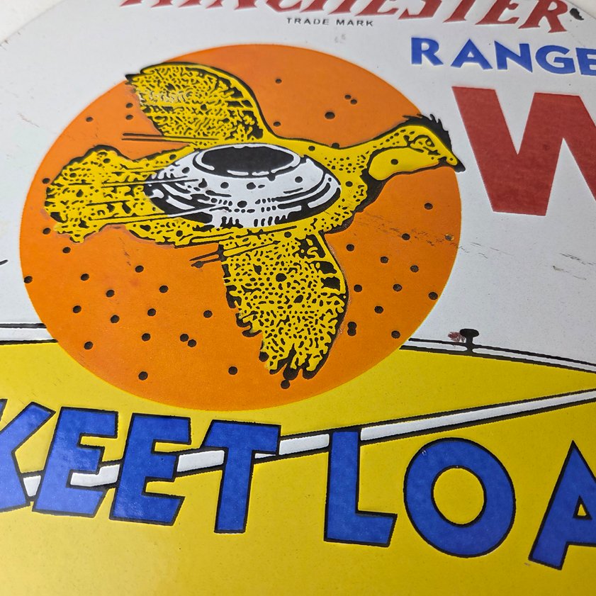 Vintage Winchester Skeet Sign - Ranger Shot Gun Shells Gas Pump Porcelain Sign - Image 3