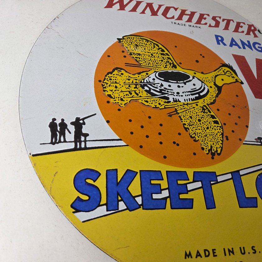 Vintage Winchester Skeet Sign - Ranger Shot Gun Shells Gas Pump Porcelain Sign - Image 5