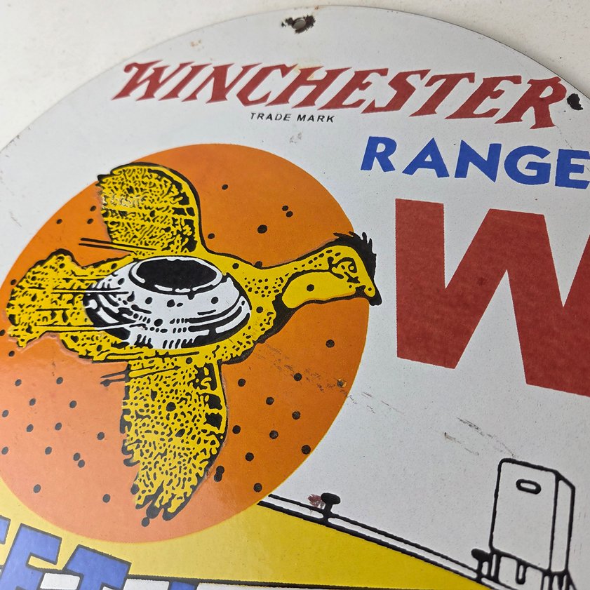 Vintage Winchester Skeet Sign - Ranger Shot Gun Shells Gas Pump Porcelain Sign - Image 11