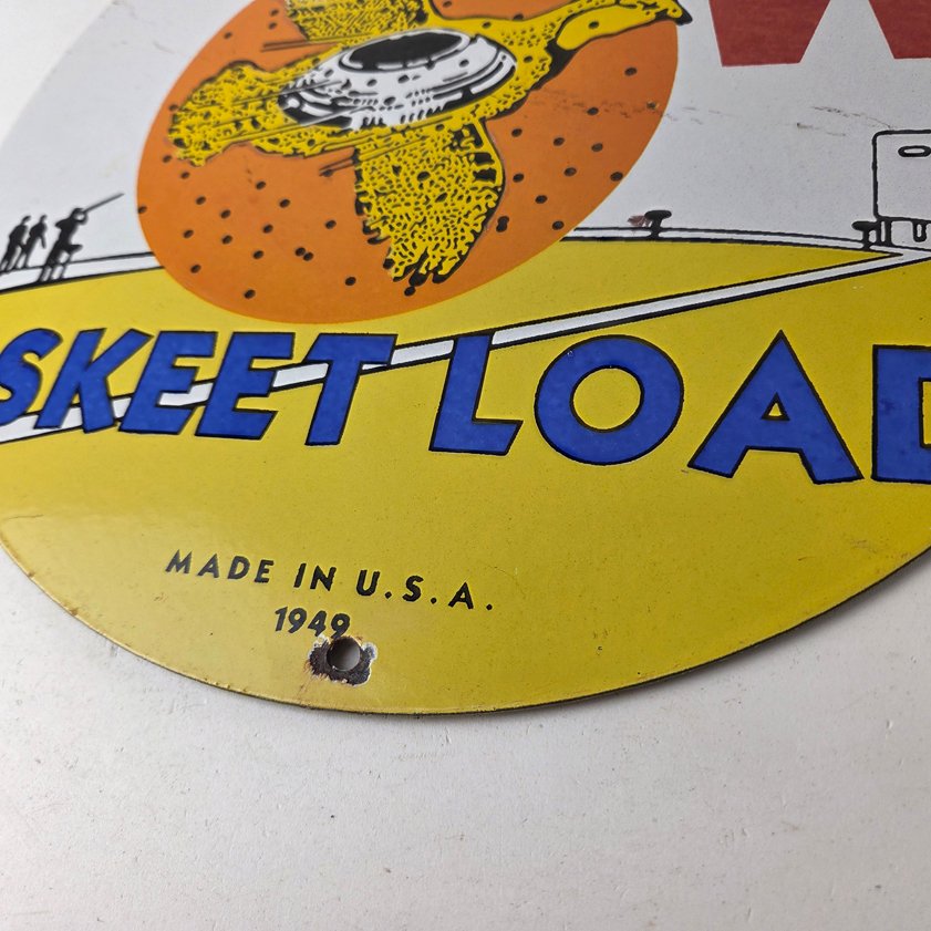 Vintage Winchester Skeet Sign - Ranger Shot Gun Shells Gas Pump Porcelain Sign - Image 13