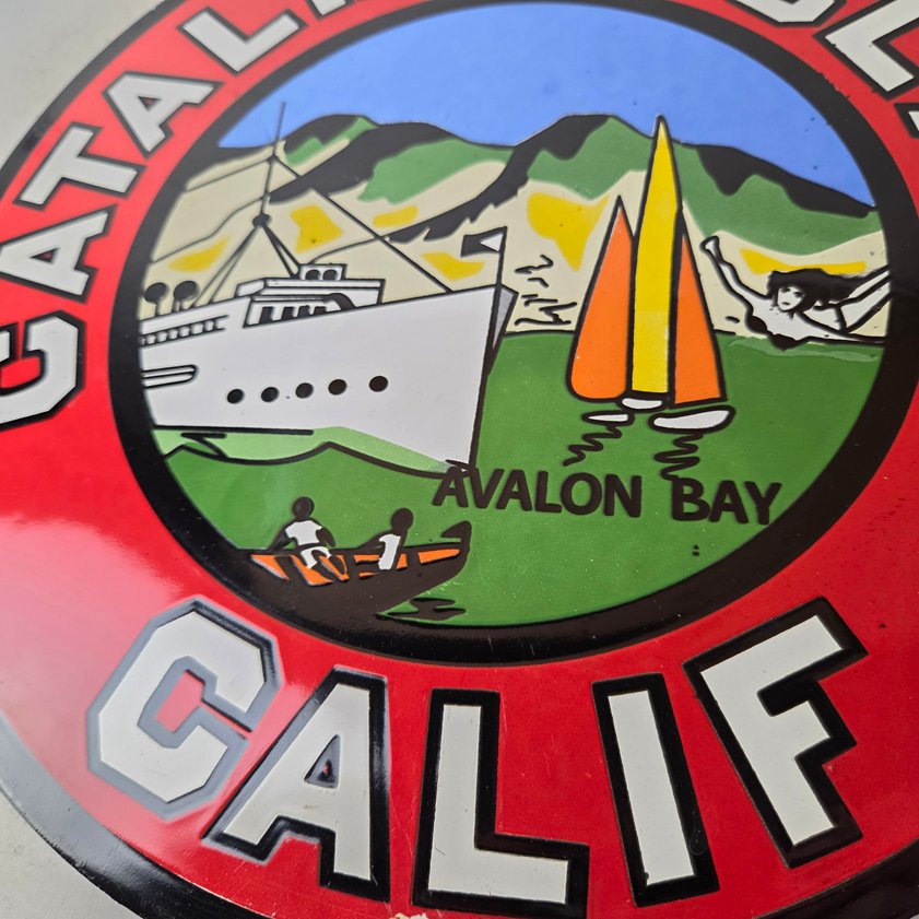 Vintage Catalina Island California Sign - Gas Pump Porcelain Advertising Sign - Image 11