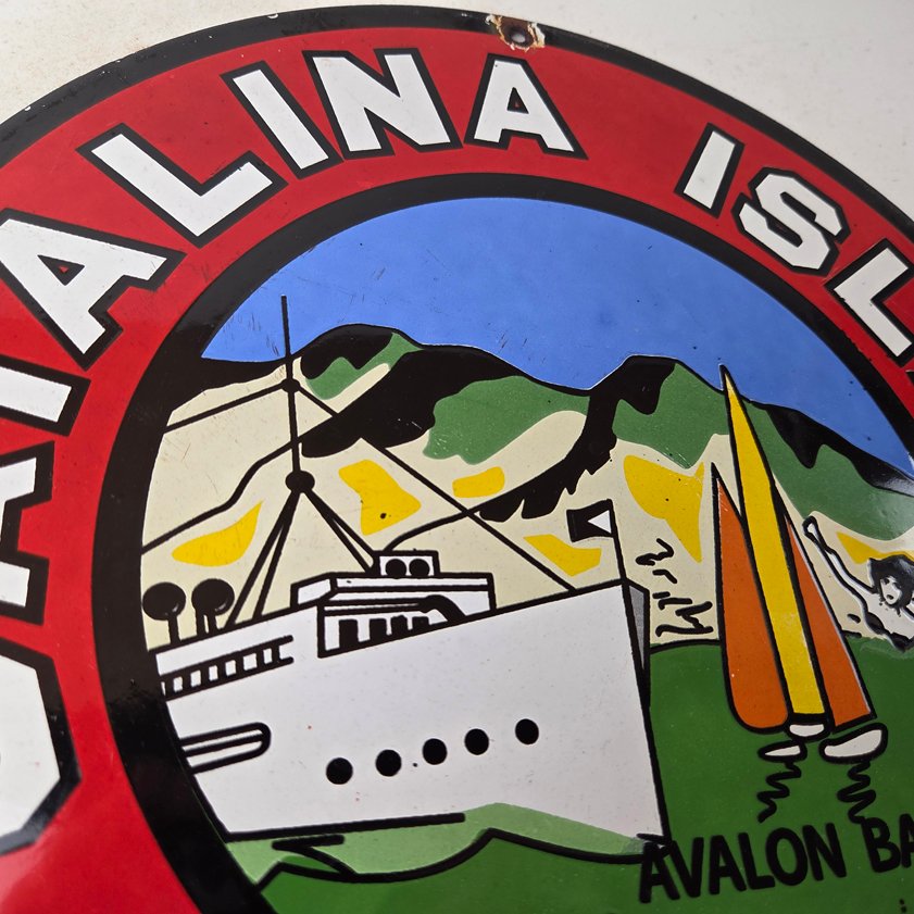 Vintage Catalina Island California Sign - Gas Pump Porcelain Advertising Sign - Image 12