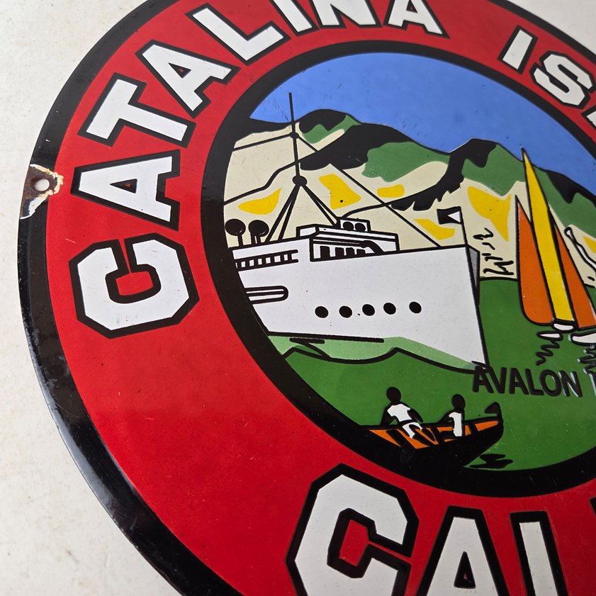 Vintage Catalina Island California Sign - Gas Pump Porcelain Advertising Sign - Image 13