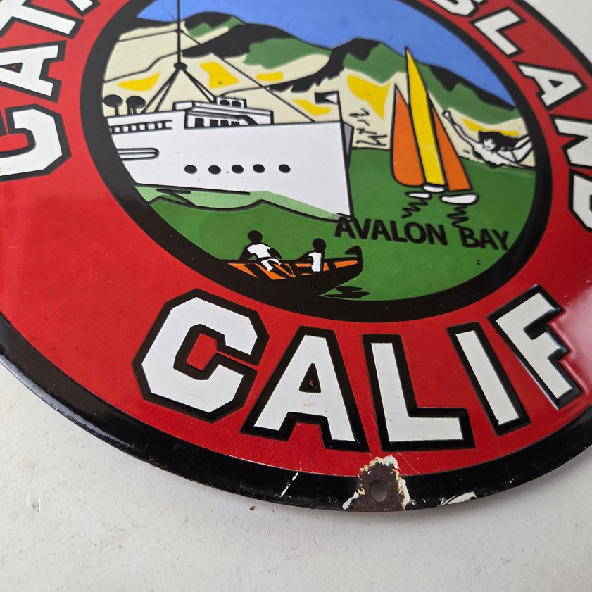 Vintage Catalina Island California Sign - Gas Pump Porcelain Advertising Sign - Image 14