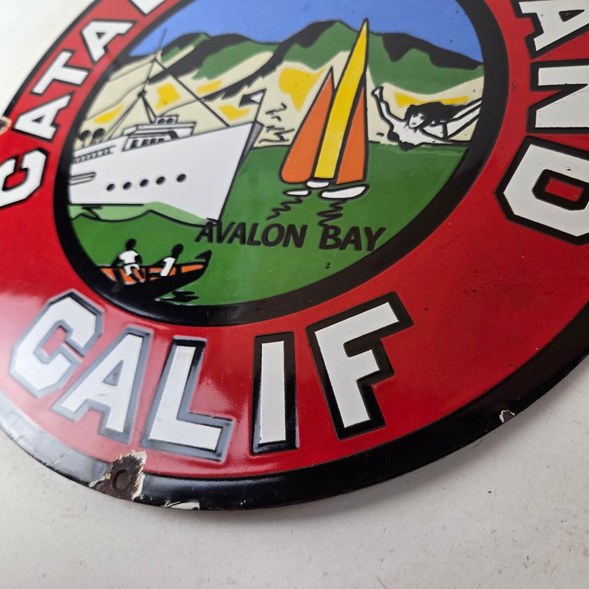 Vintage Catalina Island California Sign - Gas Pump Porcelain Advertising Sign - Image 4