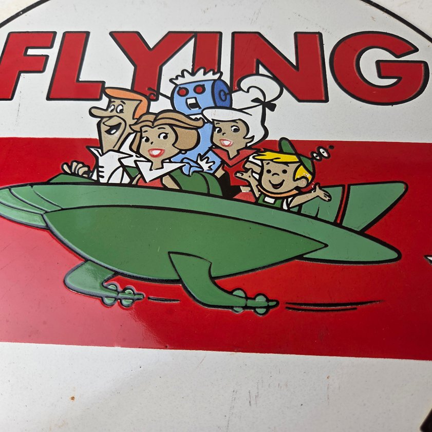 Vintage Flying A Gasoline Sign - The Jetsons Gas Service Station Porcelain Sign - Image 2