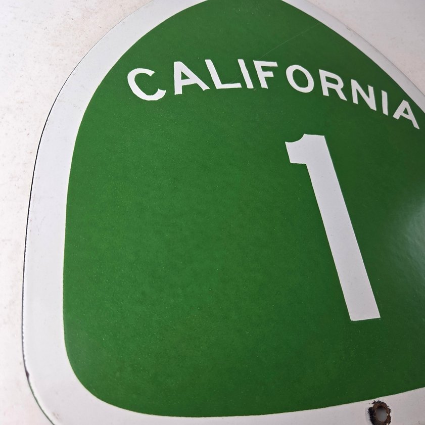 Vintage California State Route 1 Sign - Porcelain Highway Pacific Coast Gas Sign - Image 5