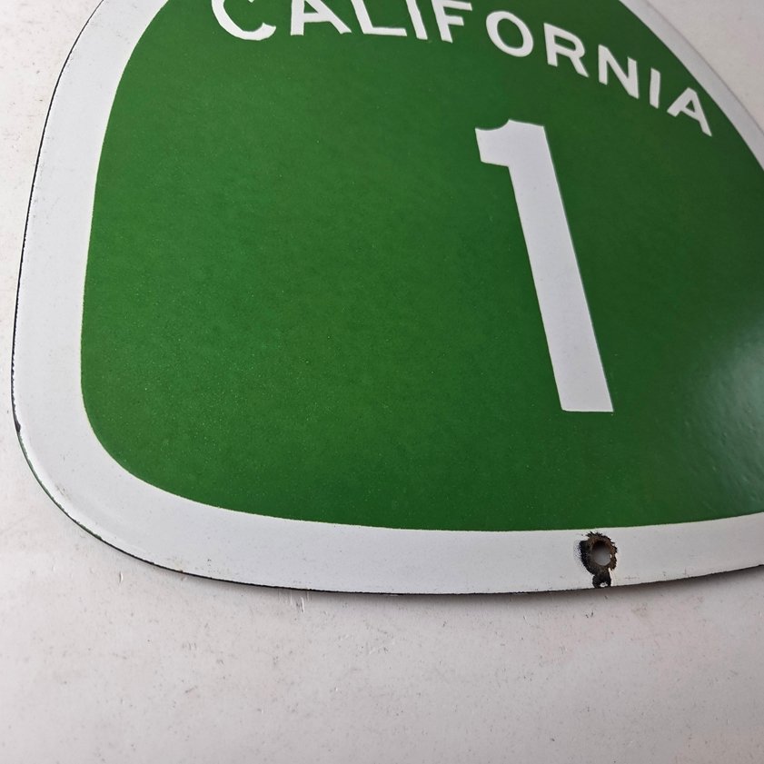 Vintage California State Route 1 Sign - Porcelain Highway Pacific Coast Gas Sign - Image 10