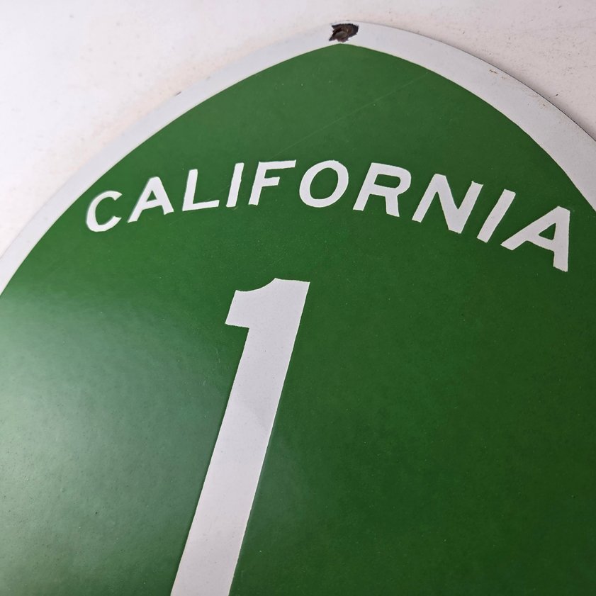 Vintage California State Route 1 Sign - Porcelain Highway Pacific Coast Gas Sign - Image 11
