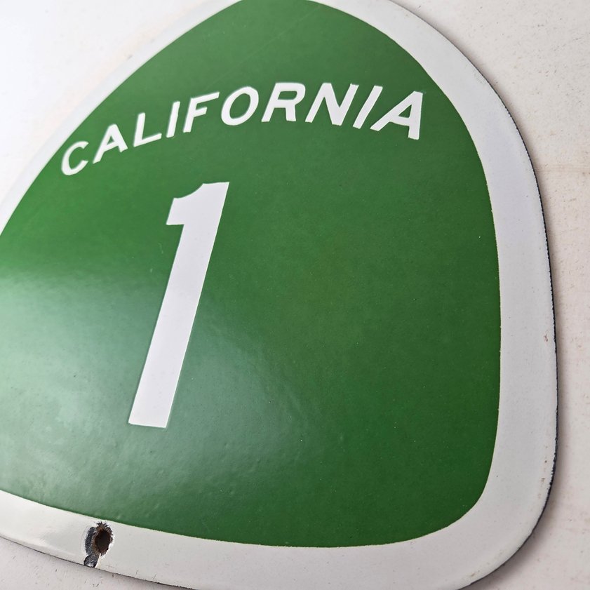 Vintage California State Route 1 Sign - Porcelain Highway Pacific Coast Gas Sign - Image 12