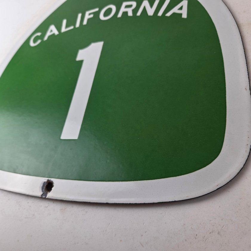Vintage California State Route 1 Sign - Porcelain Highway Pacific Coast Gas Sign - Image 13