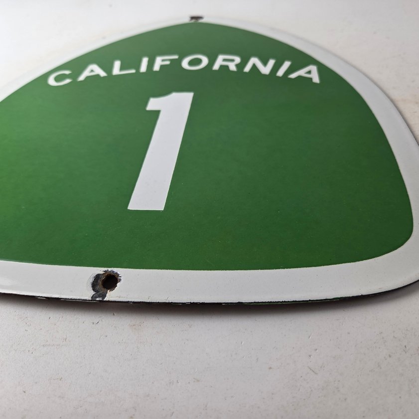 Vintage California State Route 1 Sign - Porcelain Highway Pacific Coast Gas Sign - Image 9
