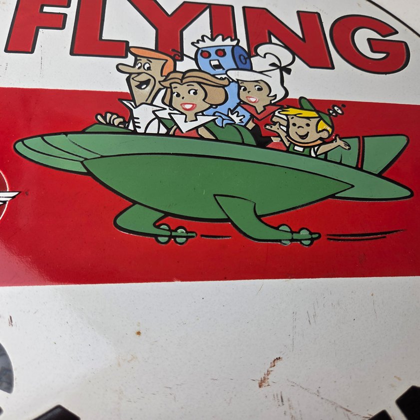 Vintage Flying A Gasoline Sign - The Jetsons Gas Service Station Porcelain Sign - Image 3