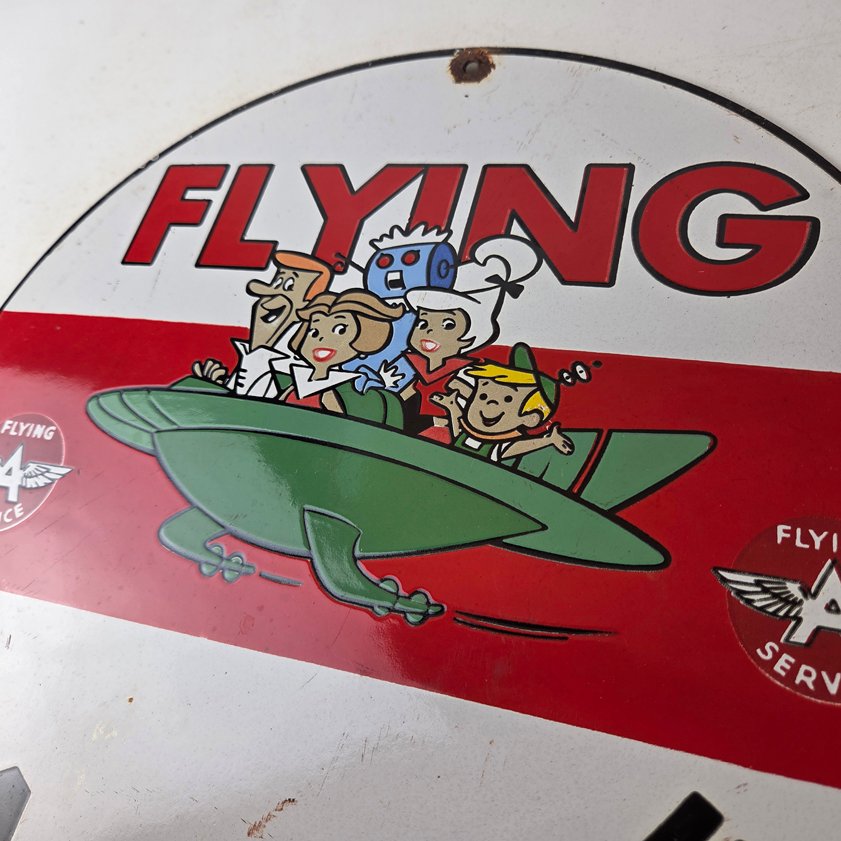 Vintage Flying A Gasoline Sign - The Jetsons Gas Service Station Porcelain Sign - Image 11