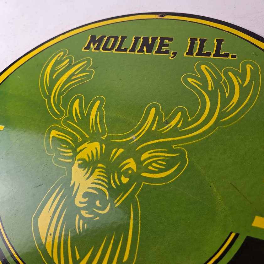 Vintage John Deere Porcelain Sign - Farm Tractor Gas Pump Motor Oil Sign - Image 11
