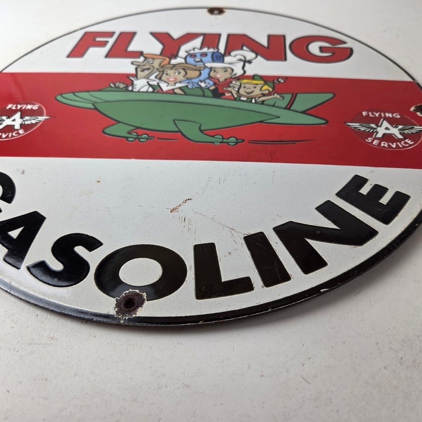 Vintage Flying A Gasoline Sign - The Jetsons Gas Service Station Porcelain Sign - Image 8