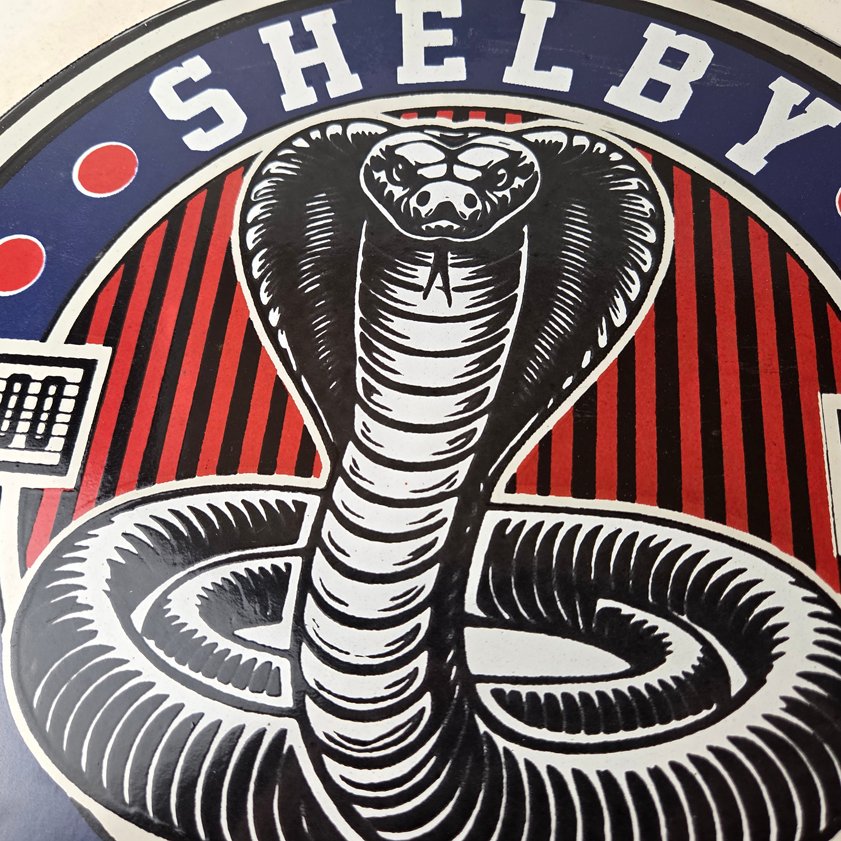 Vintage Porcelain Shelby Sign - Cobra Snake GT 500 Gas Pump Automotive Sign - Image 2