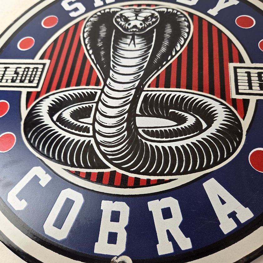 Vintage Porcelain Shelby Sign - Cobra Snake GT 500 Gas Pump Automotive Sign - Image 3