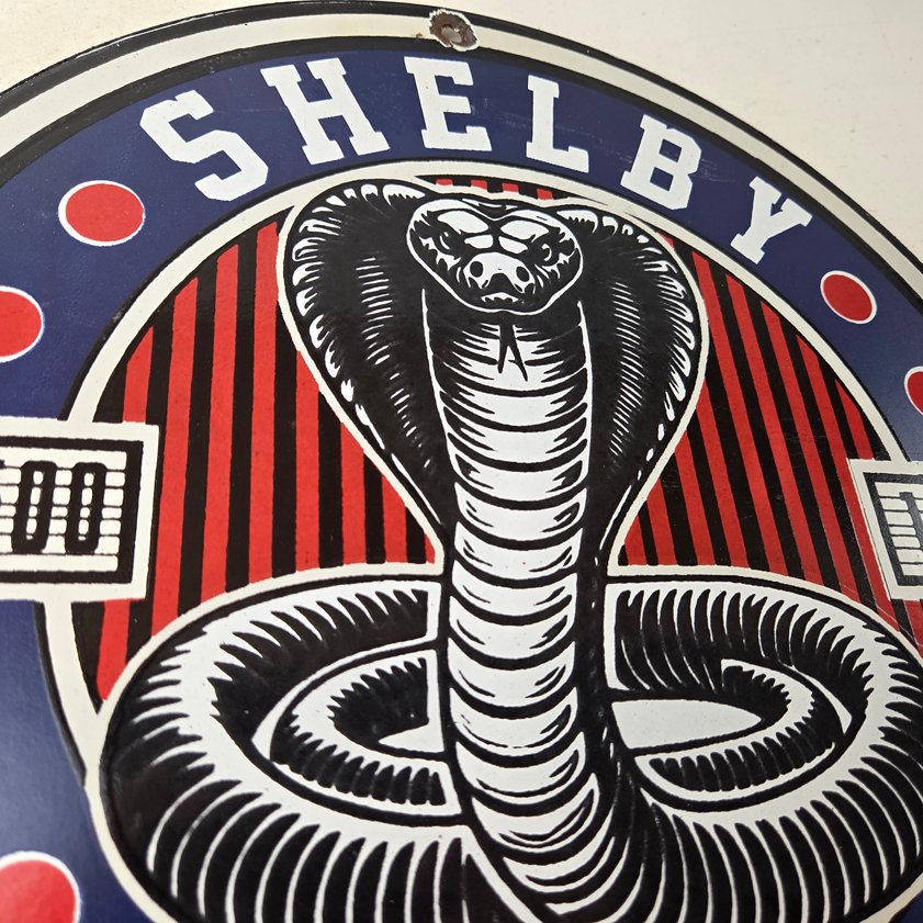 Vintage Porcelain Shelby Sign - Cobra Snake GT 500 Gas Pump Automotive Sign - Image 4