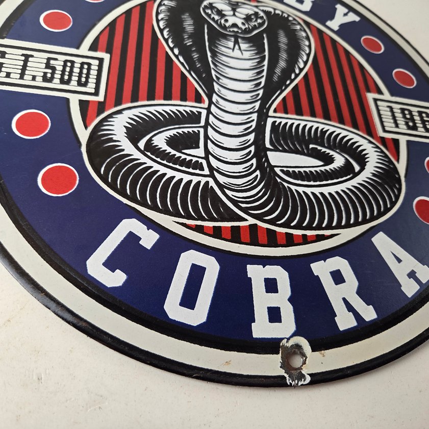 Vintage Porcelain Shelby Sign - Cobra Snake GT 500 Gas Pump Automotive Sign - Image 10
