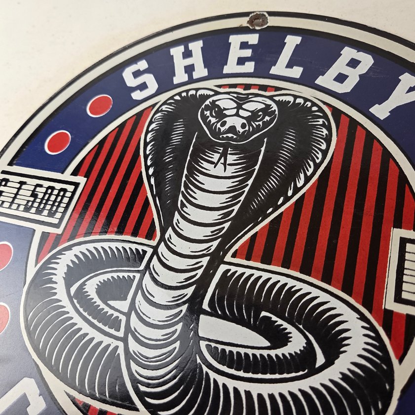 Vintage Porcelain Shelby Sign - Cobra Snake GT 500 Gas Pump Automotive Sign - Image 11