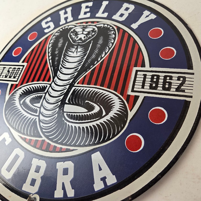 Vintage Porcelain Shelby Sign - Cobra Snake GT 500 Gas Pump Automotive Sign - Image 12