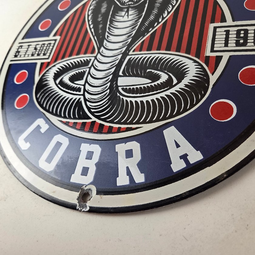 Vintage Porcelain Shelby Sign - Cobra Snake GT 500 Gas Pump Automotive Sign - Image 13