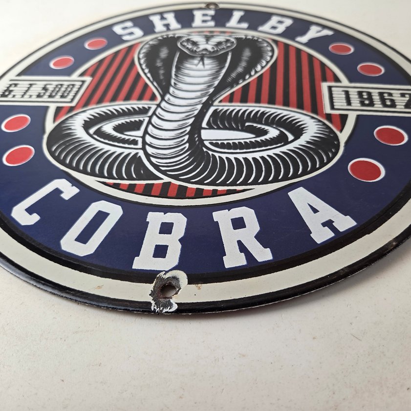 Vintage Porcelain Shelby Sign - Cobra Snake GT 500 Gas Pump Automotive Sign - Image 8