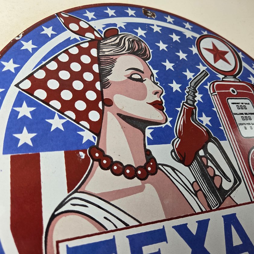 Vintage Texaco Sign - Gasoline Filling Station Pump Plate Porcelain Sign - Image 4