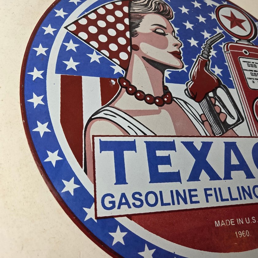 Vintage Texaco Sign - Gasoline Filling Station Pump Plate Porcelain Sign - Image 5