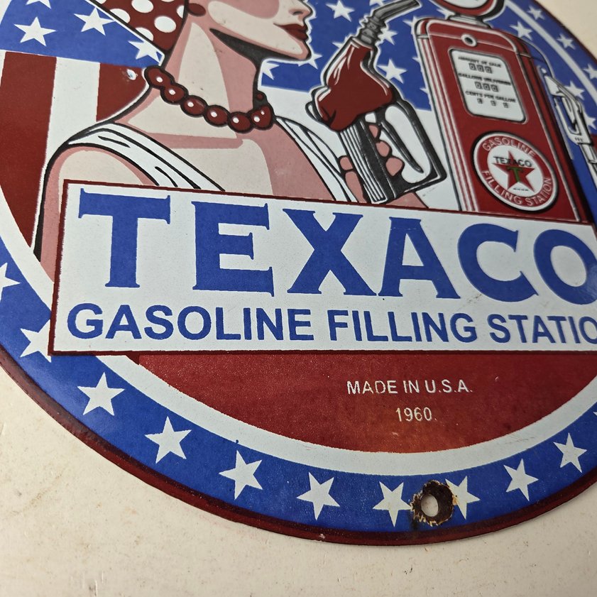 Vintage Texaco Sign - Gasoline Filling Station Pump Plate Porcelain Sign - Image 10