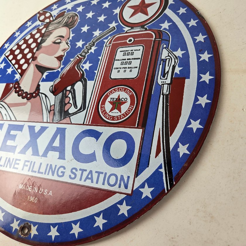 Vintage Texaco Sign - Gasoline Filling Station Pump Plate Porcelain Sign - Image 12