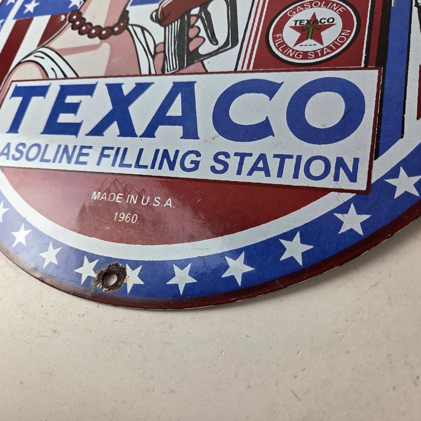 Vintage Texaco Sign - Gasoline Filling Station Pump Plate Porcelain Sign - Image 13