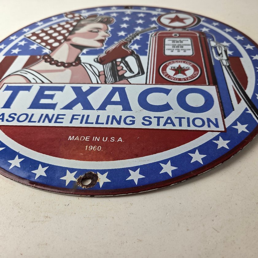 Vintage Texaco Sign - Gasoline Filling Station Pump Plate Porcelain Sign - Image 9