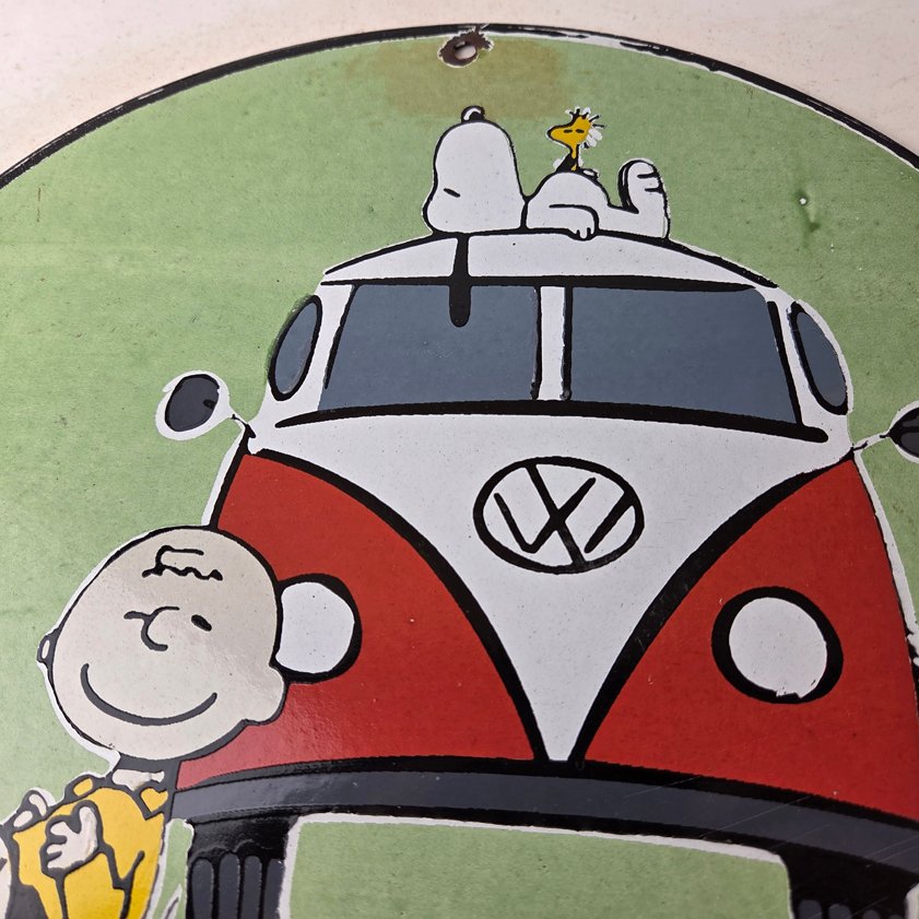 Vintage Volkswagen Sign - Porcelain VW Bus Service Snoopy Gas Sign - Image 2