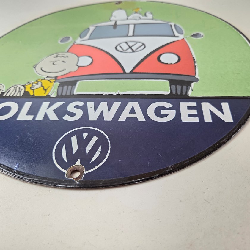 Vintage Volkswagen Sign - Porcelain VW Bus Service Snoopy Gas Sign - Image 8