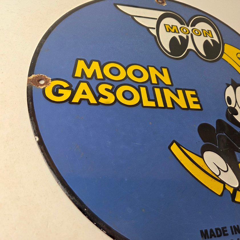 Vintage Moon Eyes Sign - Speed Equipment Felix the Cat Porcelain Gas Pump Sign - Image 5