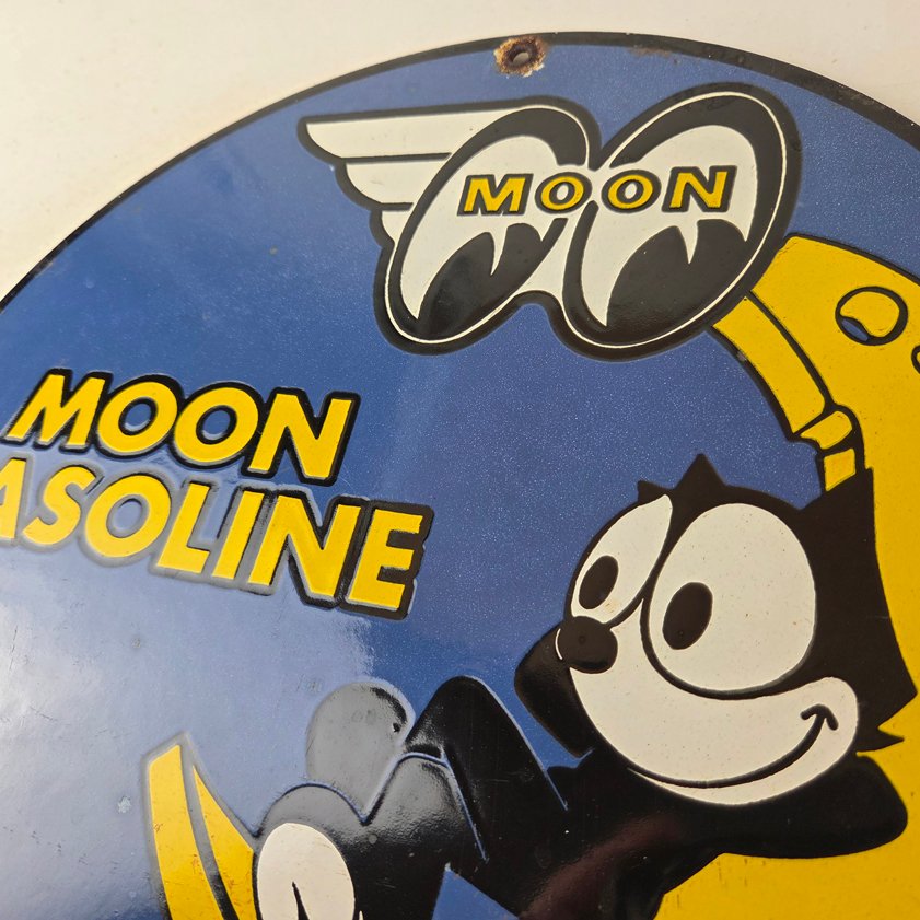 Vintage Moon Eyes Sign - Speed Equipment Felix the Cat Porcelain Gas Pump Sign - Image 11