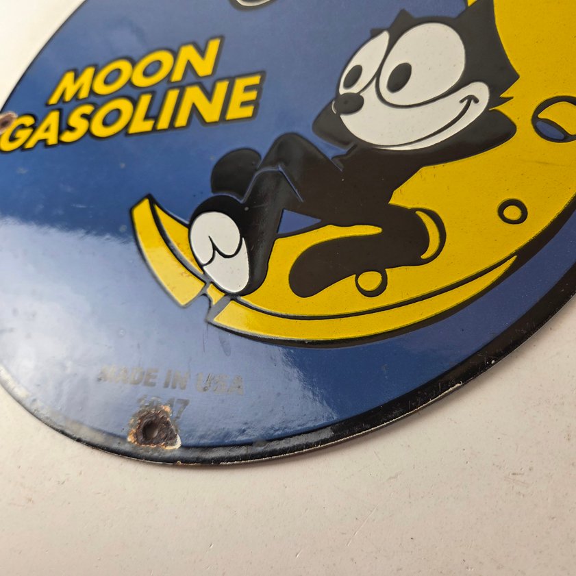 Vintage Moon Eyes Sign - Speed Equipment Felix the Cat Porcelain Gas Pump Sign - Image 13