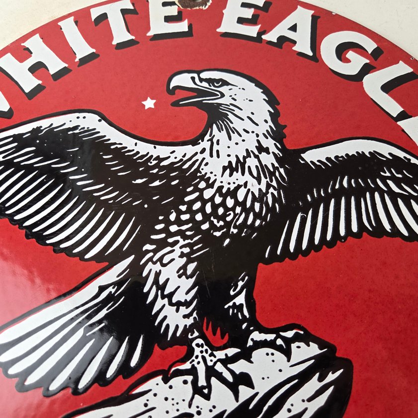 Vintage White Eagle Gasoline Sign - Gas Pump Station Porcelain Sign - Image 2