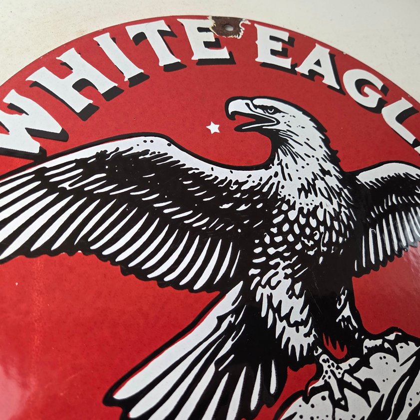 Vintage White Eagle Gasoline Sign - Gas Pump Station Porcelain Sign - Image 4