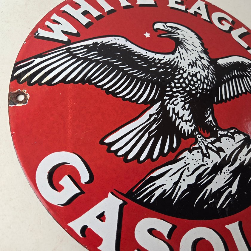 Vintage White Eagle Gasoline Sign - Gas Pump Station Porcelain Sign - Image 5