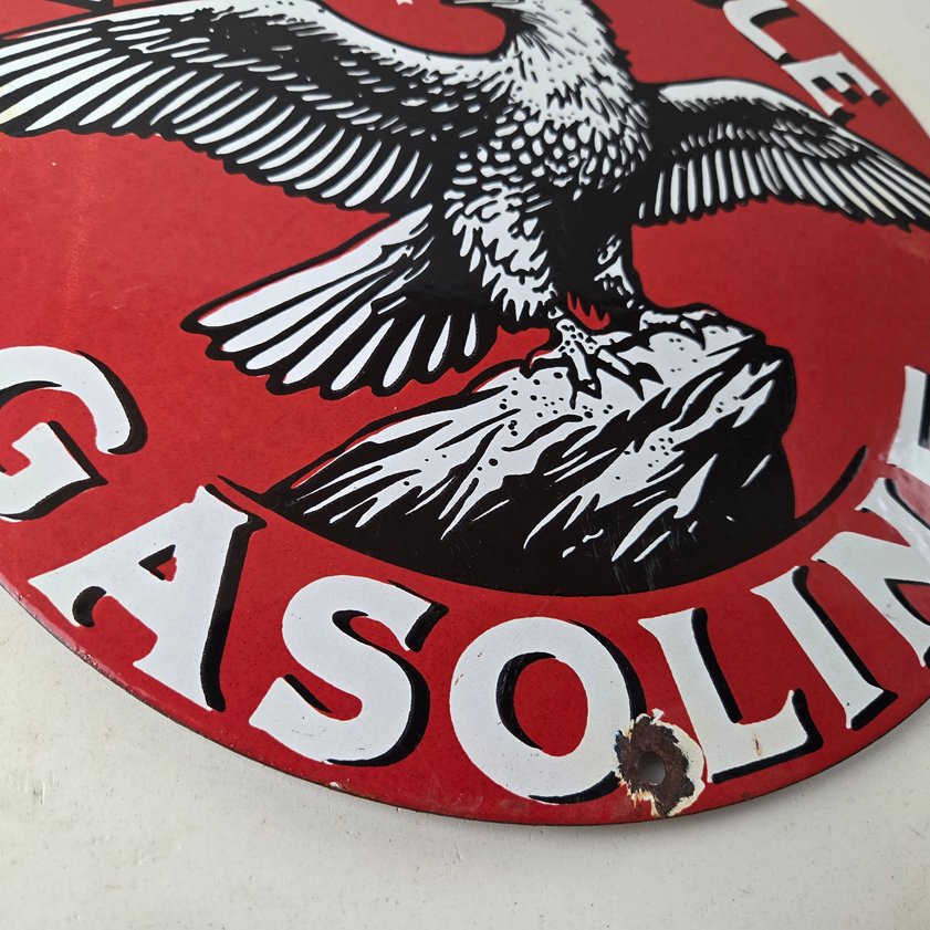 Vintage White Eagle Gasoline Sign - Gas Pump Station Porcelain Sign - Image 6