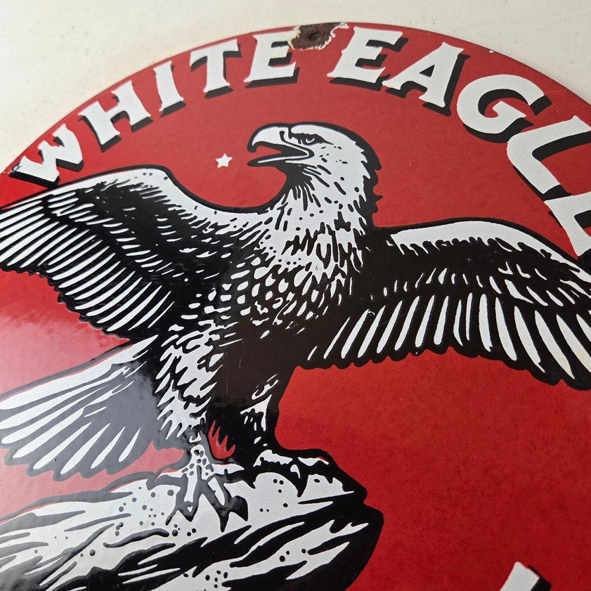 Vintage White Eagle Gasoline Sign - Gas Pump Station Porcelain Sign - Image 11