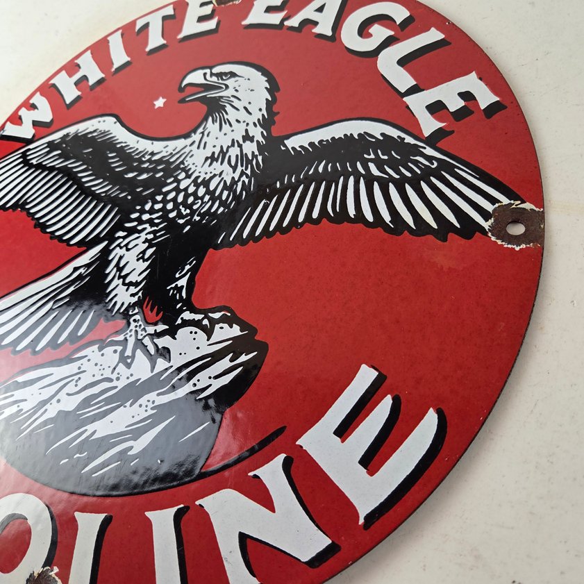 Vintage White Eagle Gasoline Sign - Gas Pump Station Porcelain Sign - Image 12