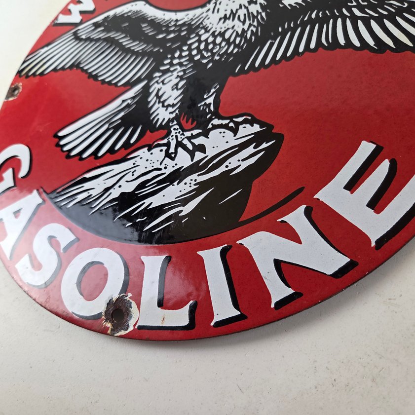 Vintage White Eagle Gasoline Sign - Gas Pump Station Porcelain Sign - Image 13