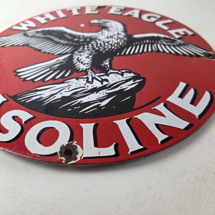 Vintage White Eagle Gasoline Sign - Gas Pump Station Porcelain Sign - Image 10